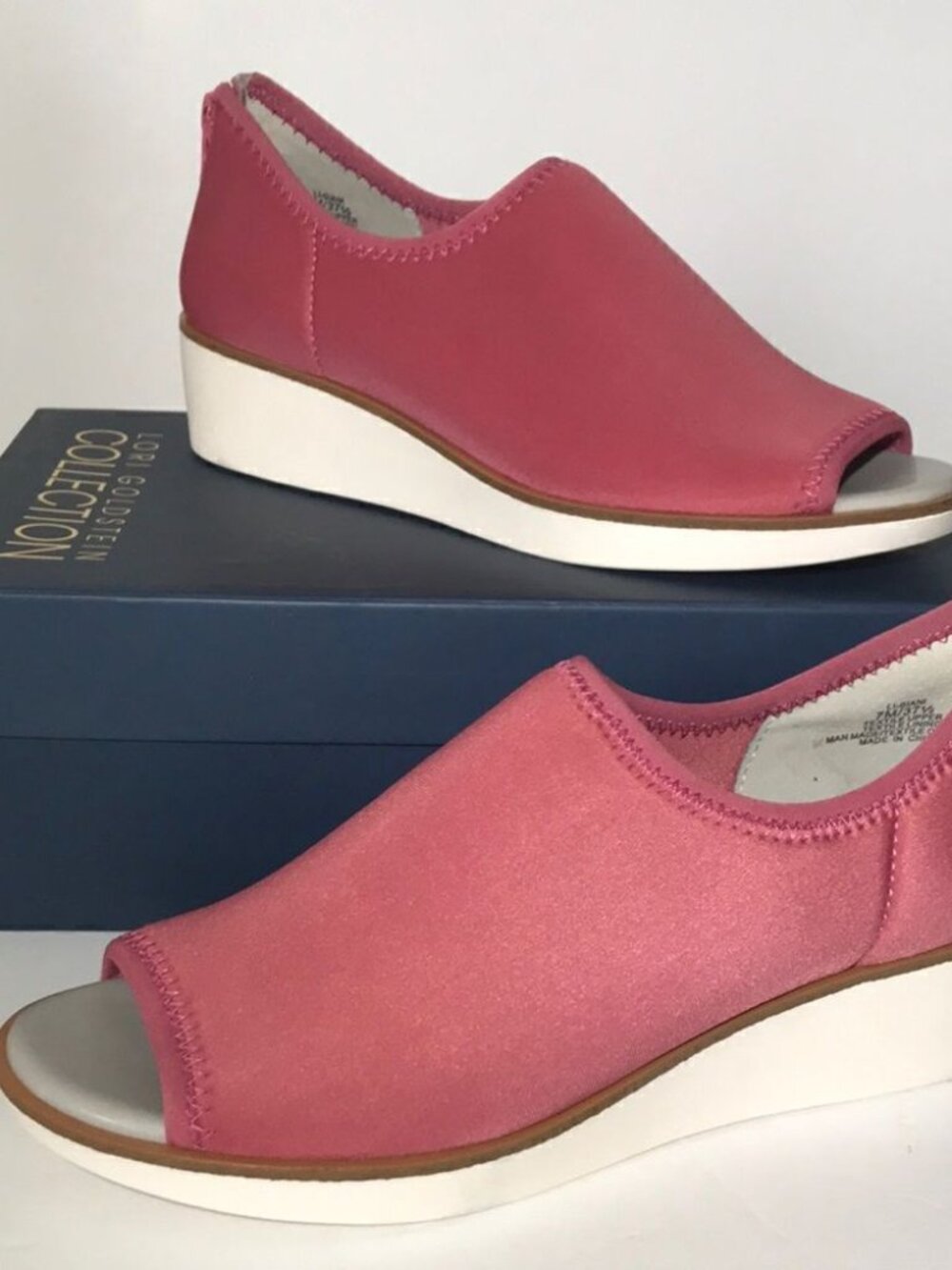 Lori Goldstein Stretch Knit Slip On Wedge Sandals